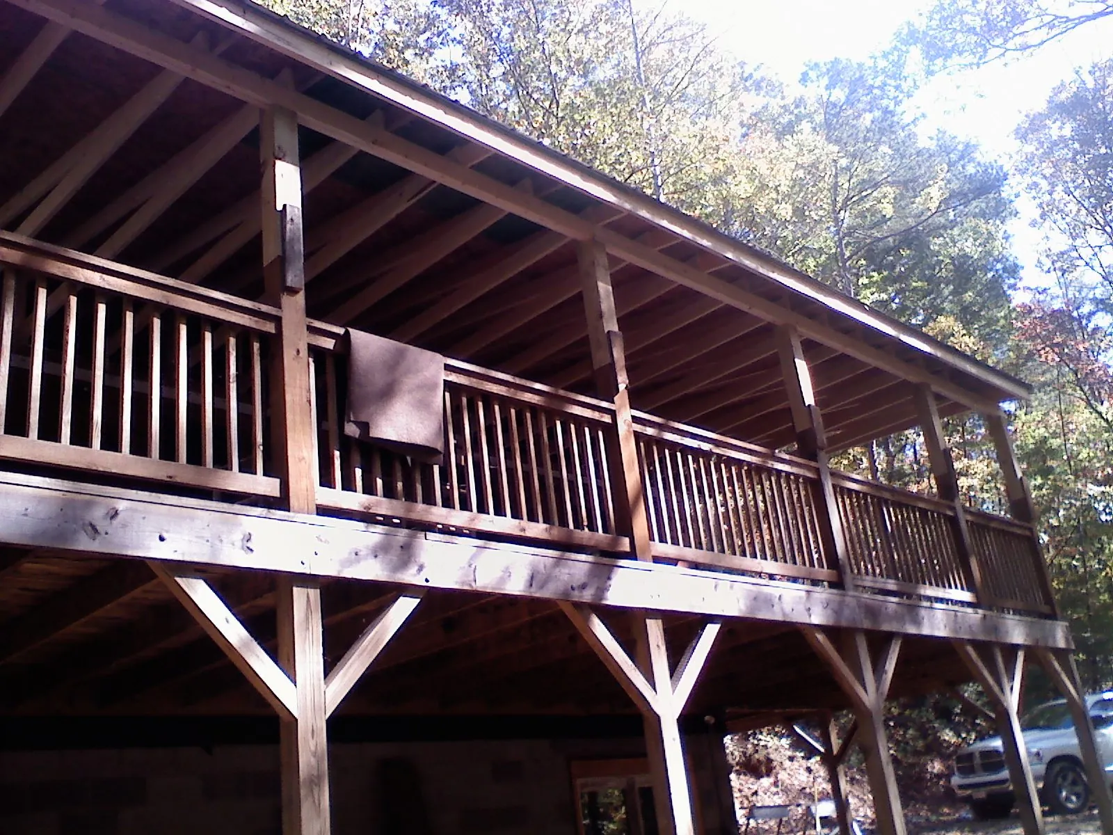 Timber framing under a new elevated porch and deck — Roof Leak Repair in Boyds by Roofing Brothers